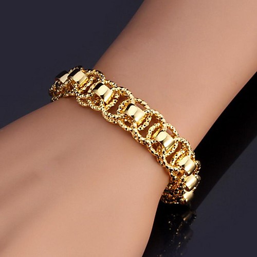 U7Chain Bracelet 18K Real Gold Platinum Plated Chunky Bracelet Bangle Fashion Jewelry for Men/Women