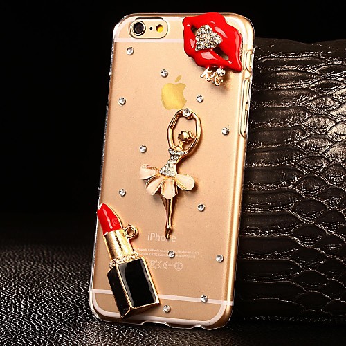 DIY Red Lips with Rhinestones Pattern Plastic Hard Case for iPhone 6