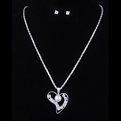 перлы сердца серебряный сплав (включая ожерелье&серьги) комплект ювелирных изделий (1 комплект)