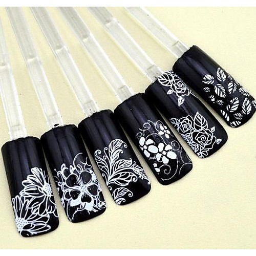 1x 108 шт 3D White цветов Nail Art наклейки