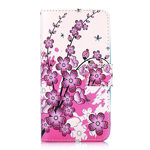 Peach Blossom Pattern Wallet Style Stand Cross Texture PU Leather Case for Nokia Lumia 630