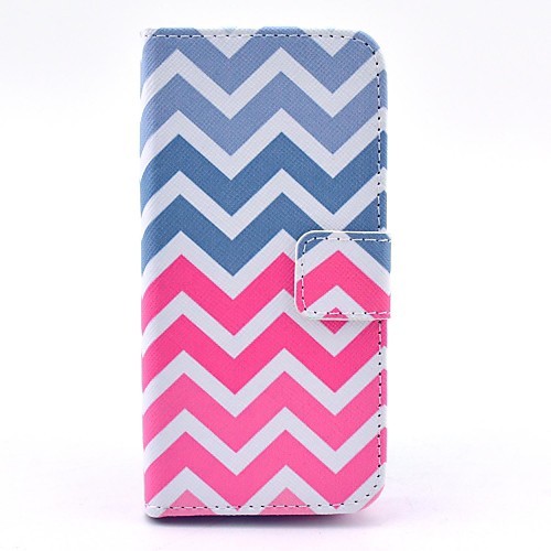 Pink Wave Pattern Full Body Case with Stand and Card Slot for iPhone 5C