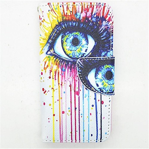 Eyes Pattern PU Leather Full Body Case with Card Slot and Stand for iPhone 5C