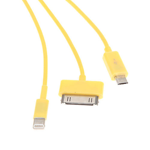 3-in-1 USB to Apple 8 Pin/Micro/30-Pin Data Sync/Charger Noodle Cable for iPhone 5/4/4S/Samsung(Assorted Color)