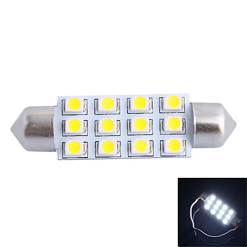 gc 42mm 3W 12x3528 SMD 150lm 6000K белый привело к автомобиль чтения / номерного знака / дверь лампы (DC 12V)