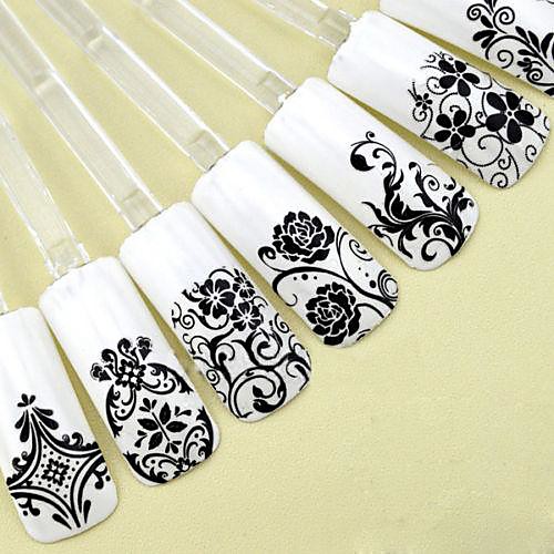 1x 108 шт 3D Черный цветок Nail Art Наклейки