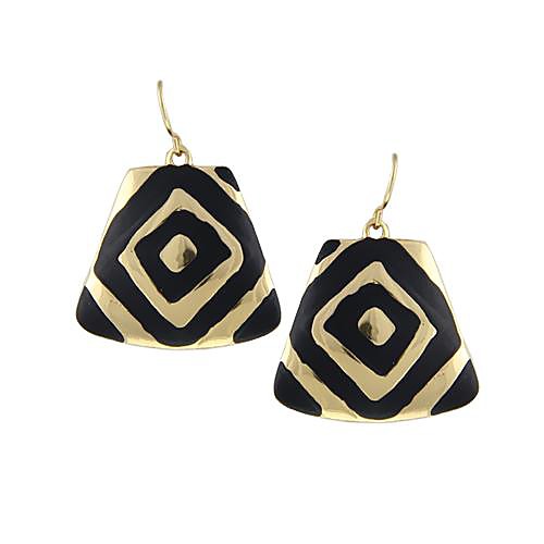 New Ethnic Women Black Enameling Gold Silver Plated Rock Drop Earrings Bijoux for Girls