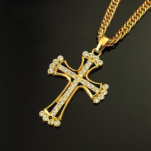кресте Иисус ледяной из распятие горный хрусталь кулон хип-хоп ожерелье христианских Рождество