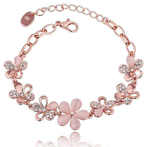 Women's Rose Gold Plated Flowers Drill Bracelet