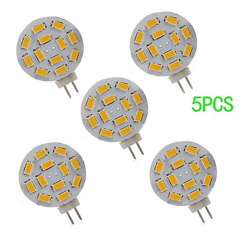 G4 3W 12x5730SMD 250LM 2800-3200K  Warm  White Light LED Spot Bulb (DC12V) 5PCS