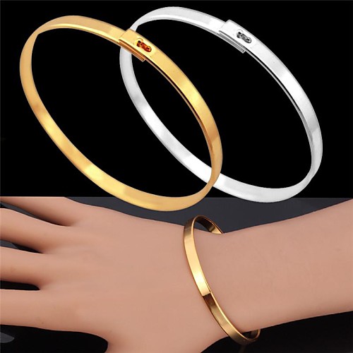 U7Vintage Bracelet for Men 18K Real Gold Platinum Plated Simple Bangle Fashion Jewelry for Men/Women