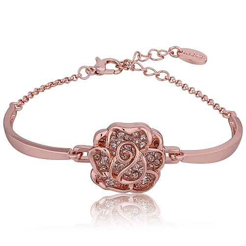 Women's Rose Gold Plated Flowers Drill Bracelet