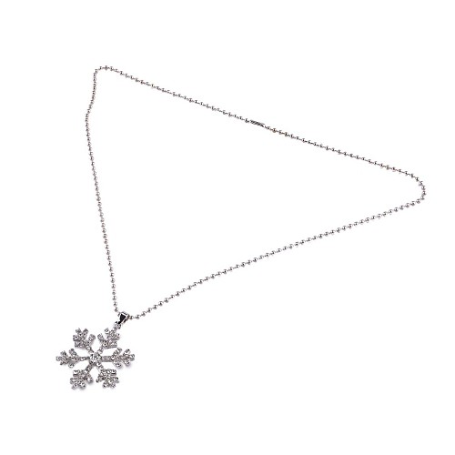 замороженные снежинки ожерелье кристалл ожерелье сплава горный хрусталь снежинка кулон ожерелье женщин (белый)