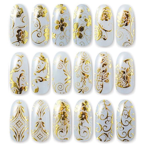 1x 108 шт 3d золотые цветы Nail Art Наклейки надписи для нейл-арта наклейки