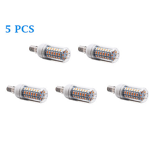 5Pcs E14 12W 56x5730SMD 1200LM 3500K/6000K Warm White/Cool White Light LED Corn Bulb (220-240V)