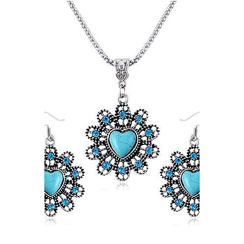 люблю сапфир алмаз цветок ожерелье наборы серьги