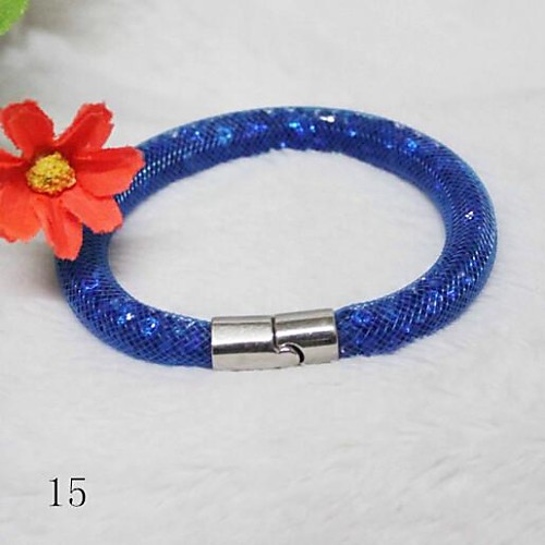 Fashion Single Round Rhinestone Multicolor Acrylic Wrap Bracelets(1 Pc)(More Color)