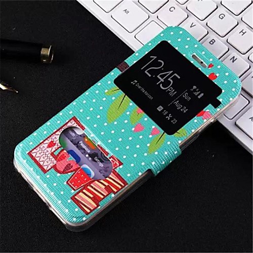 Double Window Design PU Leather Full Body Case with Stand for iPhone 6 Plus