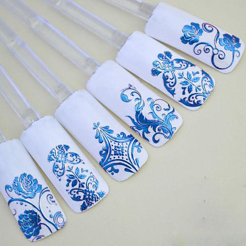 1x 108 шт 3D Blue цветов Nail Art наклейки