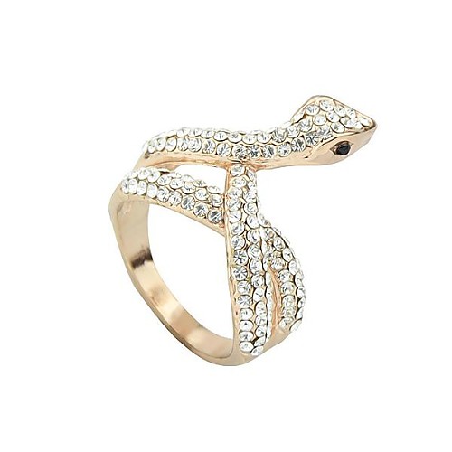 New Fashion Gold-Tone Flashing Rhinestone Snake Ring