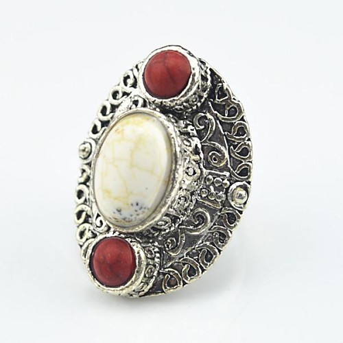 Toonykelly Vintage Antique Silver Turquoise Lava Volcano Stone Adjustable Finger Ring(1pcs)