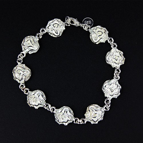 Women's Stylish Roses Patterned Bracelet - Silver