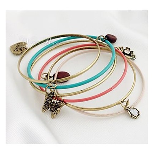 Fashion Butterfly Heart Multicolor Alloy Bracelets(1 Pc)