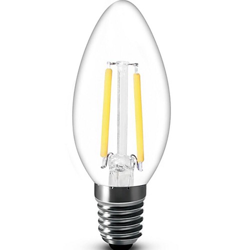 E14  2W 2XCOB  220LM 2800-3200K Warm White Candle Bulbs LED Filament Light(AC 230V)