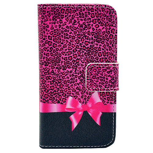 Rose Leopard Print And Butterfly Knot Pattern PU Leather Full Body Case for iPhone 4/4S