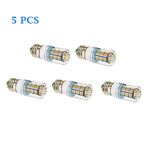 5шт E27 3W 27x5050smd 280lm 3500K / 6000K теплый белый / холодный белый свет привел кукурузы лампочку (85-265В)