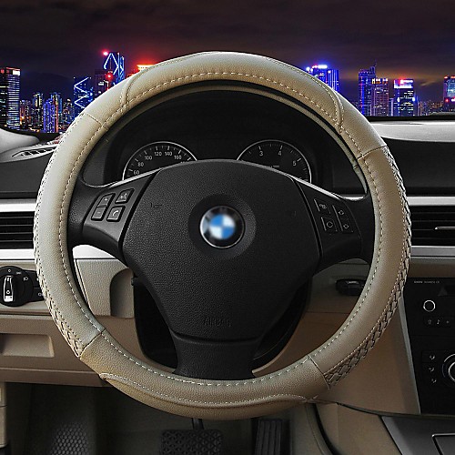 LEBOSHGenuine Leather Steering Wheel Covers  Hand-Weaved 2 Color for Choose 37-38CM