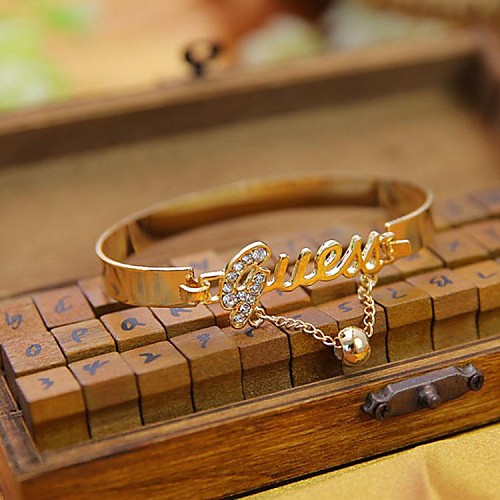 Fashion Bell Rhinestone Golden Alloy Charm Bracelet(1pc)(Silvery)