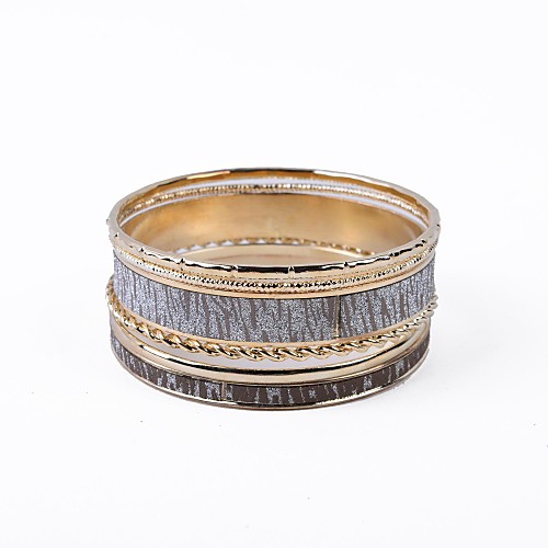 6 Rows Glitter PU Covered Bangle Set