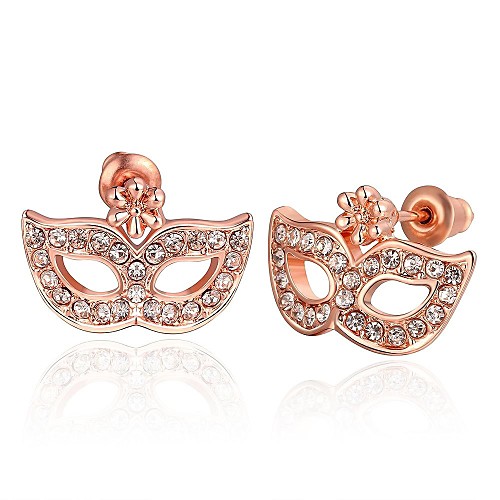 Fashion Crystal Mask Rose Gold Rose Gold-Plated Stud Earrings (Rose Gold)(1Pair)