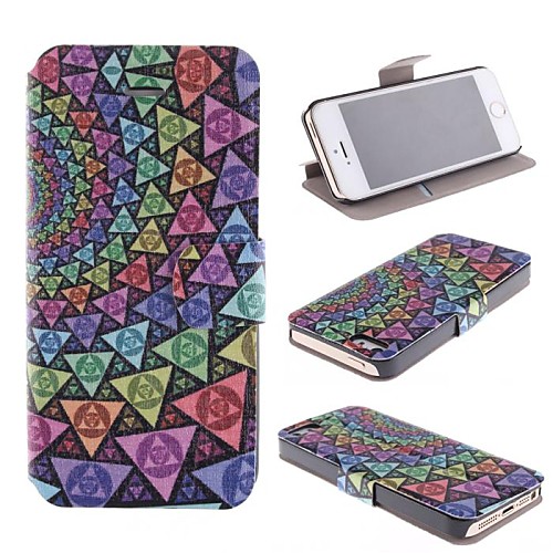 Color Spinning Triangular Design PU Leather Full Body Case with Card Slot for iPhone 5/5s