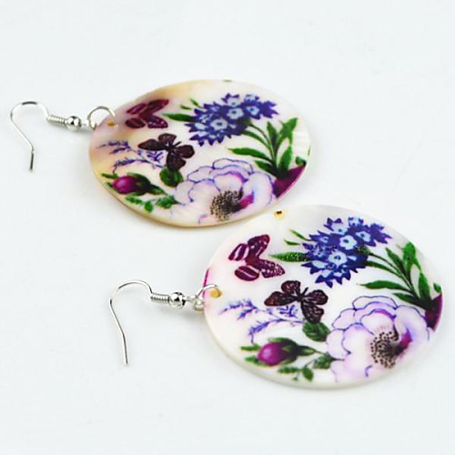 Toonykelly Fashionable Flower Butterfly Natural Shell Cowry Dangle Drop Earring(1Pair)