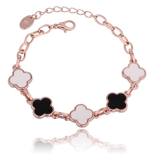 Women's Rose Gold Plated Flowers Drill Bracelet