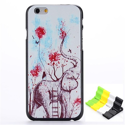 Painted Elephant Pattern Hard Case and Phone Holder for iPhone 6