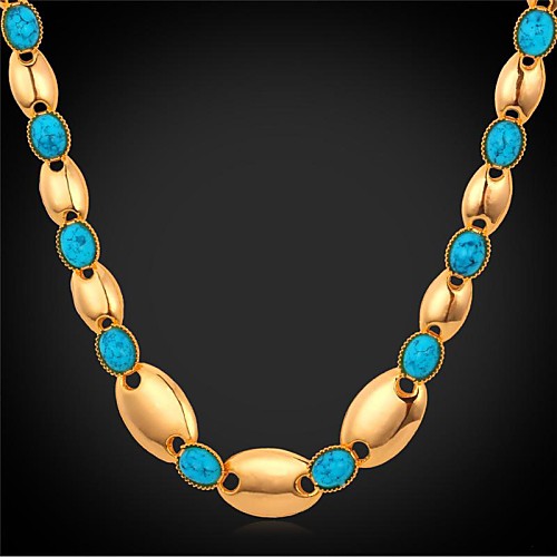 u7chain ожерелье 18k реальное позолоченные бирюзовый камень колье ювелирные изделия ожерелье для женщин