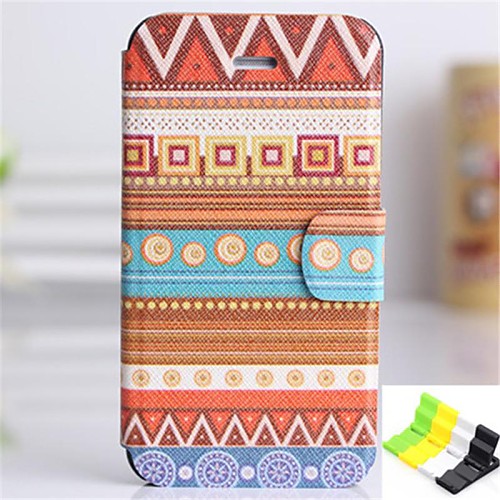 Stripe Pattern PU Leather Full Body Case Have A Perfume and Phone Holder for iPhone 5/5S