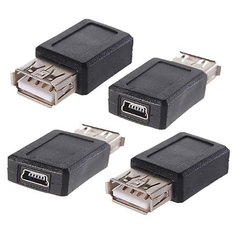 minismile ™ 2шт USB-женщиной, Mini USB 5-контактный разъем адаптера (пары)