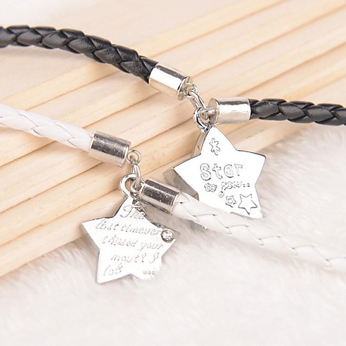 Z&X Star Shaped Pendant Black And White PU Leather Couple Bracelets  (1 pair)