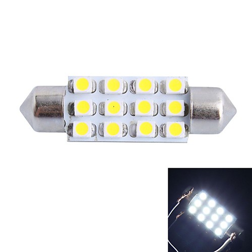 gc 39mm 3W 150lm 6000K 12x3528 SMD белый привело к автомобиль чтения / номерного знака / дверь лампы (DC 12V)