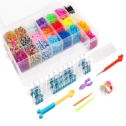 Набор Rainbow Loom для плетения браслетов из резинок (ткацкий станок, 1 крючок, 4200 резинок, 12 S-клипс и коробка)