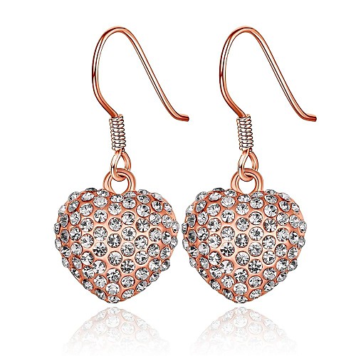 Classics Crystal Heart-Drop Rose Gold Rose Gold-Plated Drop Earrings(Rose Gold)(1Pair)