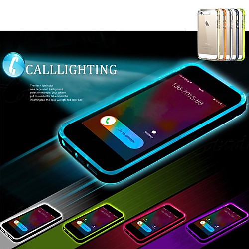 Lncoming Call LED Blink Transparent TPU Back Cover Case for iPhone 4/4S (Assorted color)