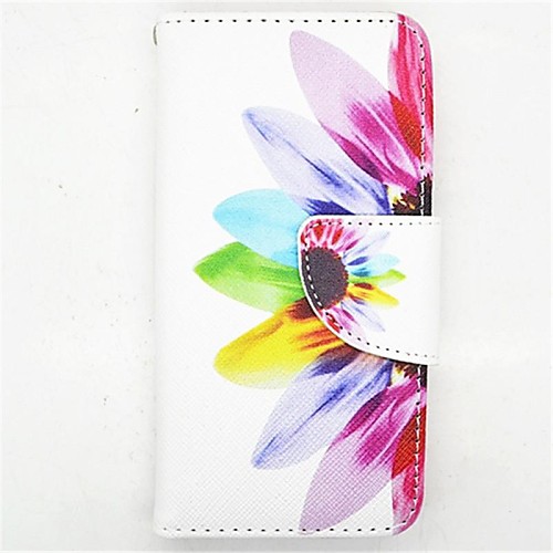 Flowers Pattern PU Leather Full Body Case with Card Slot and Stand for iPhone 5/5S