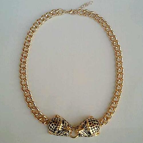 мода два леопарда головы подвеска золотой сплав ожерелье (1 шт)