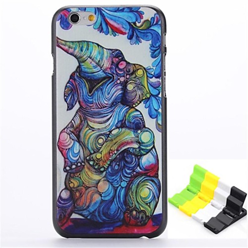 Color Elephant Pattern Hard Case and Phone Holder for iPhone 6 Plus