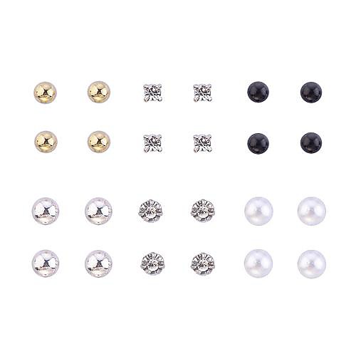 LuremeAlloy Zircon Pearl Earrings Set(12 Pairs)